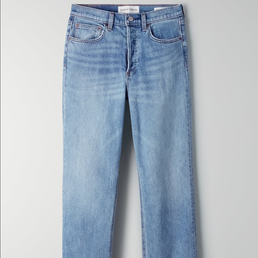 Denim Forum Light Blue Straight Leg Jeans